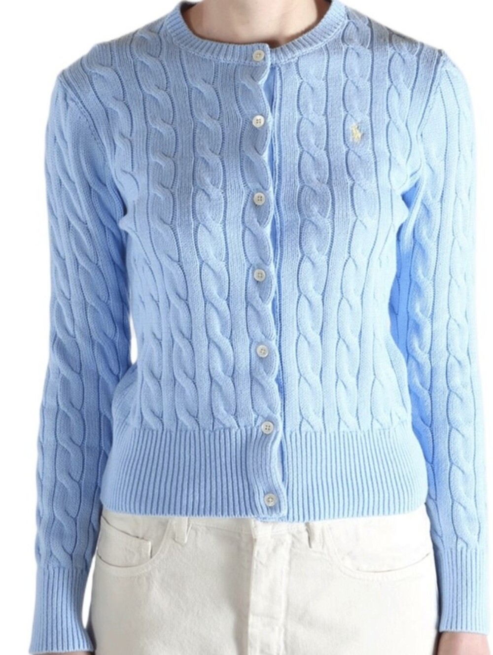 Polo by Ralph Lauren Light Blue Cable Knit Cardigan